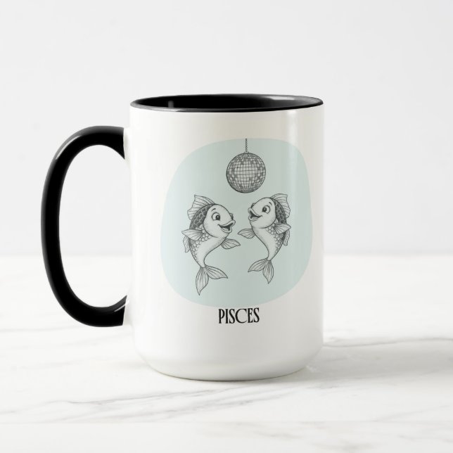 Funny Disco Pisces Fish Zodiac Holiday Birthday Tasse (Links)