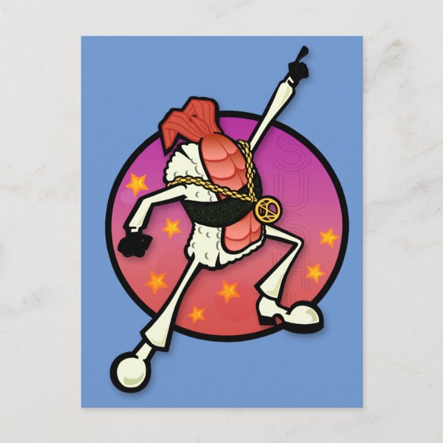 FUNNY DISCO SUSHI POSTCARD POSTKARTE (Vorderseite)