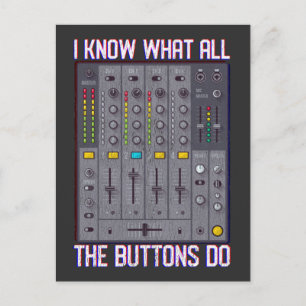 Funny Disco Techno DJ Button Mixer Postkarte