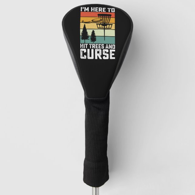 Funny Disk Golf Shirt Hit Trees und Curse Retro Headcover (Vorderseite)