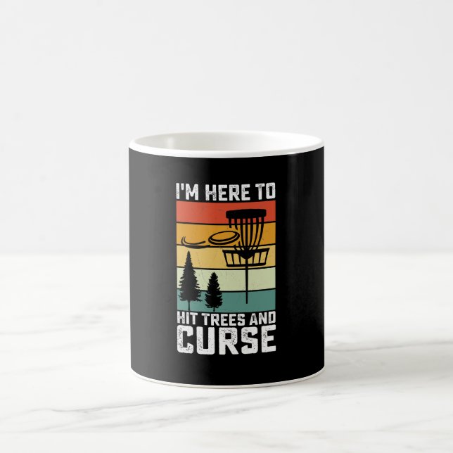 Funny Disk Golf Shirt Hit Trees und Curse Retro Kaffeetasse (Mittel)
