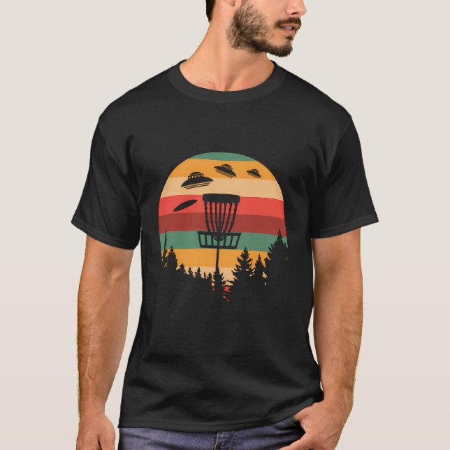 Funny Disk Golf Ufo Gift Player Coach Retro T-Shirt (Vorderseite)