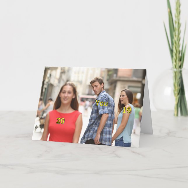 Funny Distracted Boyfriend Birthday Card Karte (Vorderseite)