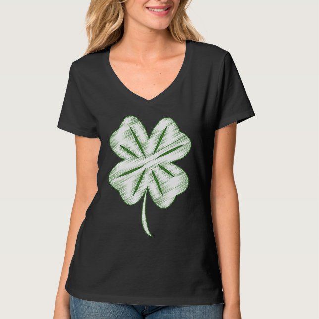 Funny Distressed Four Leaf Clover St Patrick's Day T-Shirt (Vorderseite)