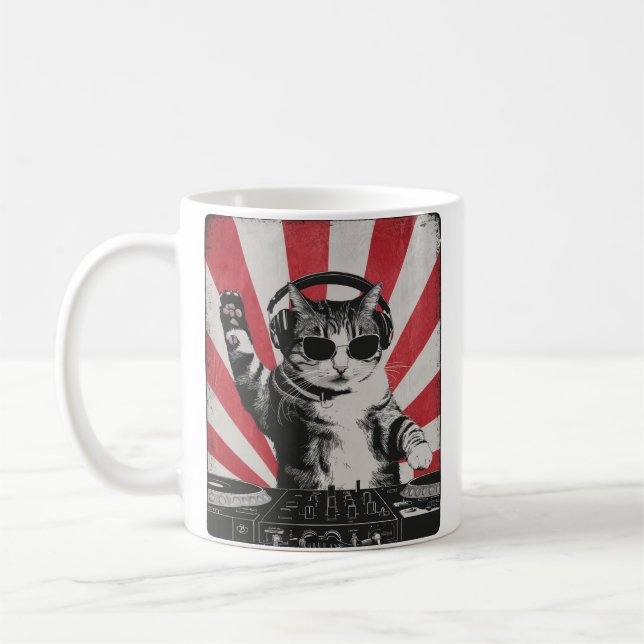 Funny DJ Cat Disco Sound Tech Headphone Music Kaffeetasse (Links)