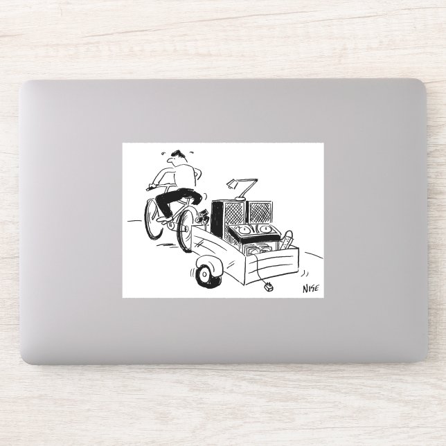 Funny DJ Mobile Disco Record Player Cartoon Aufkleber (Computer)