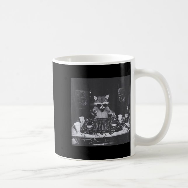 Funny Dj Raccoon House Party Sound Tech Music Tras Kaffeetasse (Rechts)