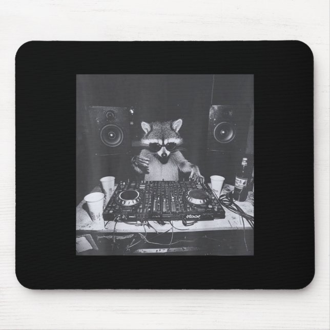 Funny Dj Raccoon House Party Sound Tech Music Tras Mousepad (Vorne)