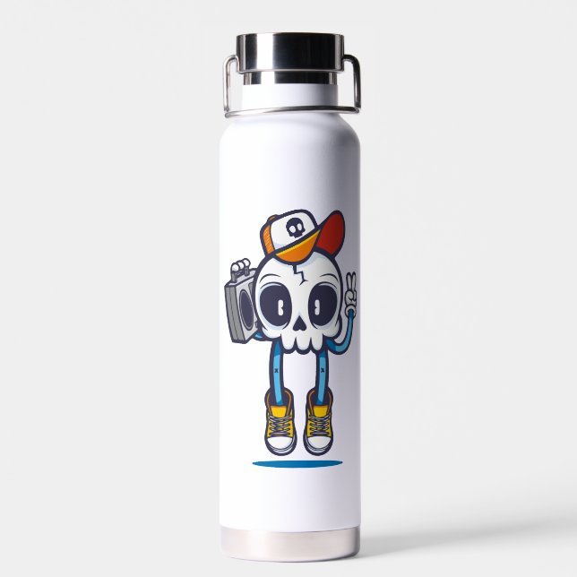 Funny Dj Skull Trinkflasche (Rückseite)