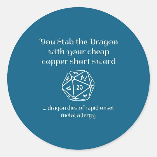 Funny Dnd Gift For Role Playing Games Rpg  Runder Aufkleber (Vorderseite)
