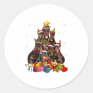 Funny Doberman Christmas Tree Geschenke X Runder Aufkleber