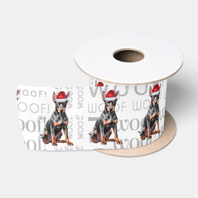 Funny Doberman Pinscher Santa Dog  Satinband (Spule)