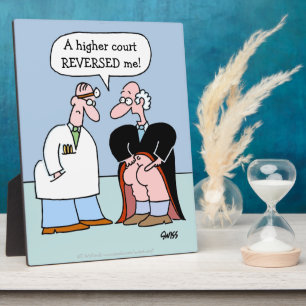 Funny Doctor and Judge Physical Exam Cartoon Fotoplatte