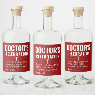 Funny Doctor Celebration Red Prescript Alkoholflaschenetikett