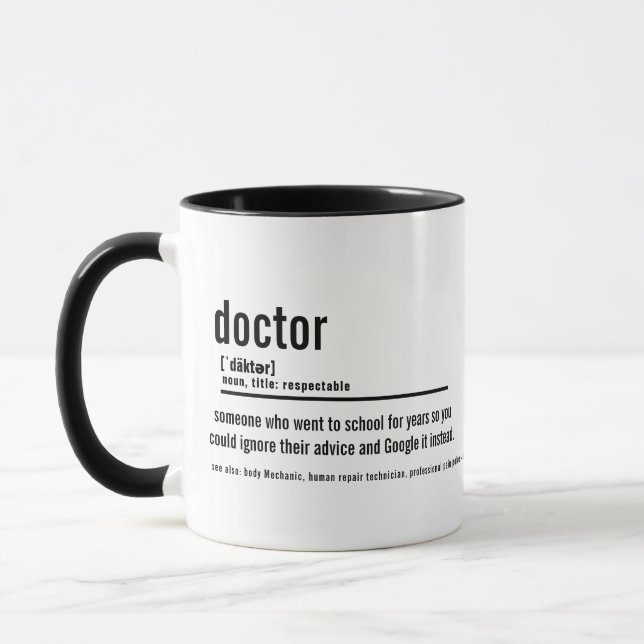 Funny Doctor Definition Mug - Custom Coffee Cup (Gauche)