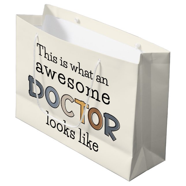 Funny Doctor Gifts | Phantastischer Arzt Große Geschenktüte (Vorderseite Schrägansicht)