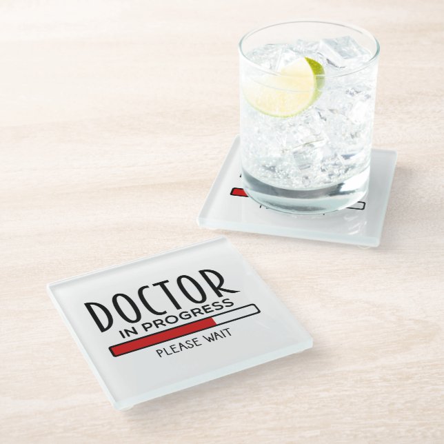 Funny Doctor in Progress Med School Student Glasuntersetzer (Schrägansicht)