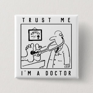 Funny Doctor mit Stethoskop-Kontrollfüße Button