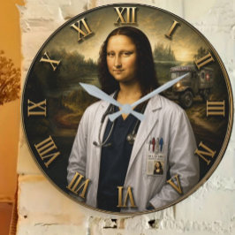 Funny Doctor Mona Lisa  Große Wanduhr