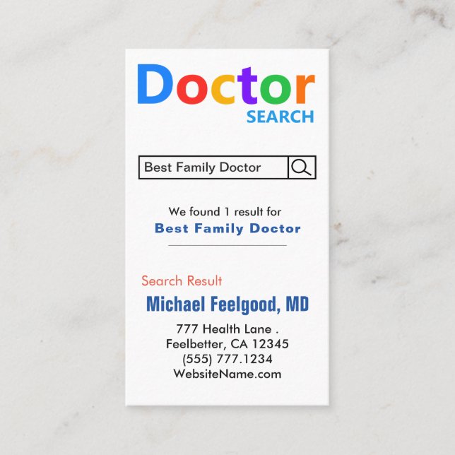 Funny Doctor Search Advertising  Visitenkarte (Vorderseite)