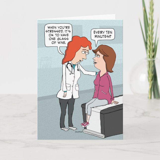 Funny Doctor Wine Advice Geburtstag Karte (Vorderseite)