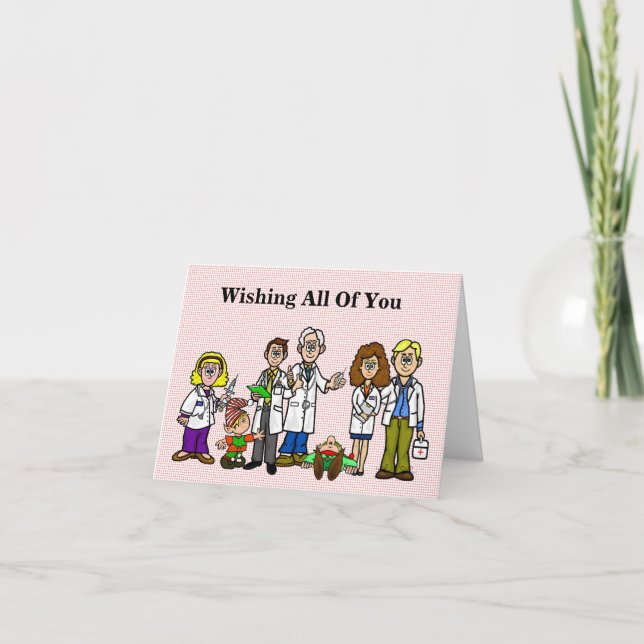 Funny Doctors with Elves Christmas Card Karte (Vorderseite)