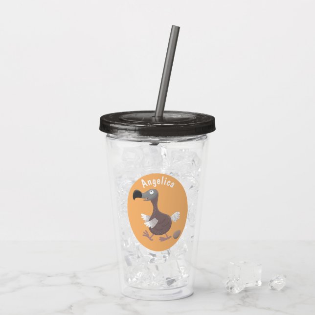 Funny dodo Vogel Cartoon Illustration Acryltrinkbecher (Rückseite Ice)
