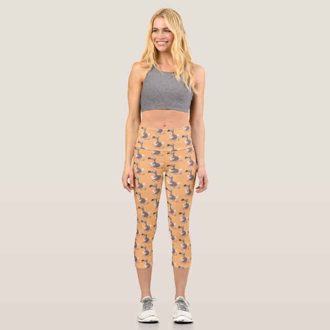 Funny dodo Vogel Cartoon Illustration Capri Leggings (Vorderseite)
