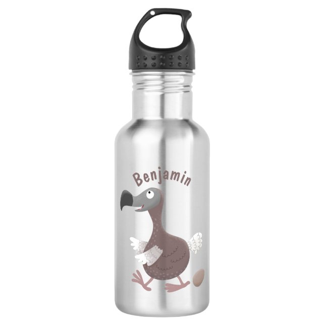 Funny dodo Vogel Cartoon Illustration Edelstahlflasche (Vorderseite)