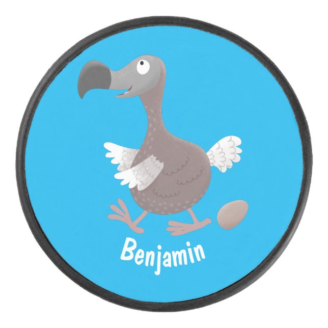 Funny dodo Vogel Cartoon Illustration Eishockey Puck (Vorderseite)