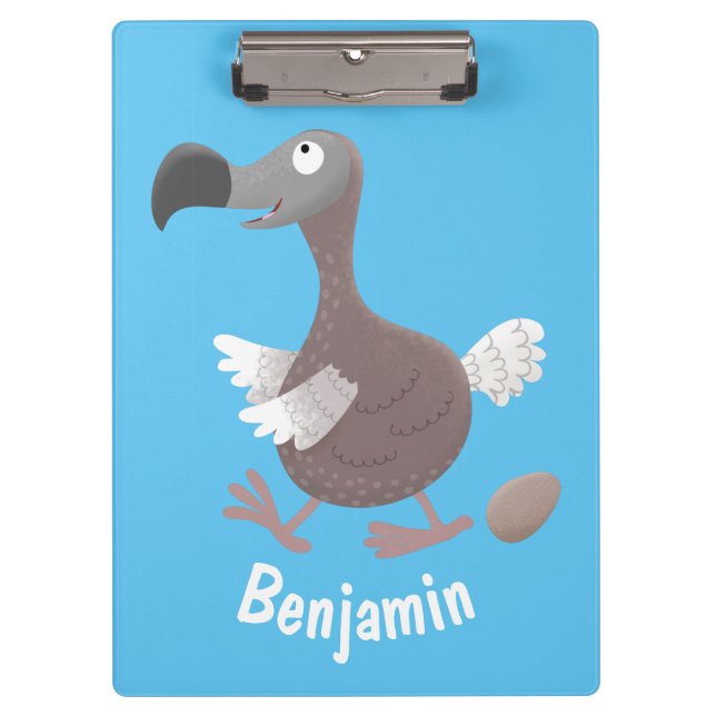 Funny dodo Vogel Cartoon Illustration Klemmbrett (Vorderseite)
