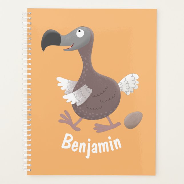 Funny dodo Vogel Cartoon Illustration Planer (Vorderseite)
