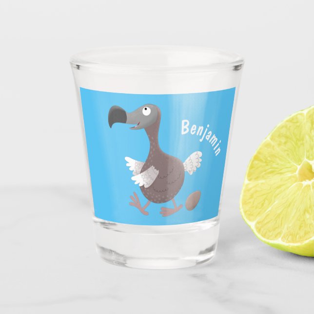 Funny dodo Vogel Cartoon Illustration Schnapsglas (Vorderseite)