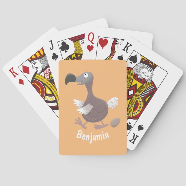 Funny dodo Vogel Cartoon Illustration Spielkarten (Rückseite)