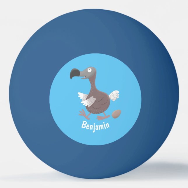 Funny dodo Vogel Cartoon Illustration Tischtennisball (Vorderseite)