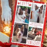 Funny Dog 4 Foto Collage YAPPY PAWLIDAYS Red Feiertagskarte<br><div class="desc">Funny Hund Foto Grußkarte mit 4 Bildern mit dem Gruß YAPPY PAWLIDAYS (oder Ihrem persönlichen Gruß) in moderne handgeschriebene Typografie mit Hundepapierabzügen auf weißem und rotem Hintergrund mit Lichtern und Sternen. HILFE: Für Hilfe bei der Modifizierung oder Personalisierung des Designs, bei Farbänderungen, bei der Größenänderung, bei der Übertragung des Designs...</div>