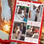 Funny Dog 4 Foto Collage YAPPY PAWLIDAYS Red Feiertagskarte<br><div class="desc">Funny Hund Foto Grußkarte mit 4 Bildern mit dem Gruß YAPPY PAWLIDAYS (oder Ihrem persönlichen Gruß) in moderne handgeschriebene Typografie mit Hundepapierabzügen auf weißem und rotem Hintergrund mit Lichtern und Sternen. HILFE: Für Hilfe bei der Modifizierung oder Personalisierung des Designs, bei Farbänderungen, bei der Größenänderung, bei der Übertragung des Designs...</div>