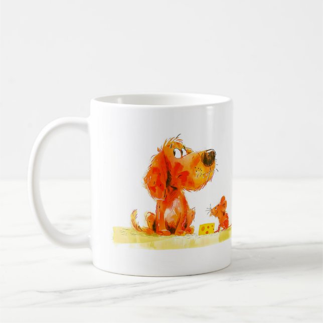 Funny Dog and Mouse Kaffeetasse (Links)