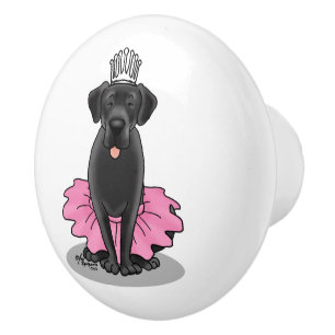 Funny Dog Ballett Princess Black Lab Retriever Keramikknauf