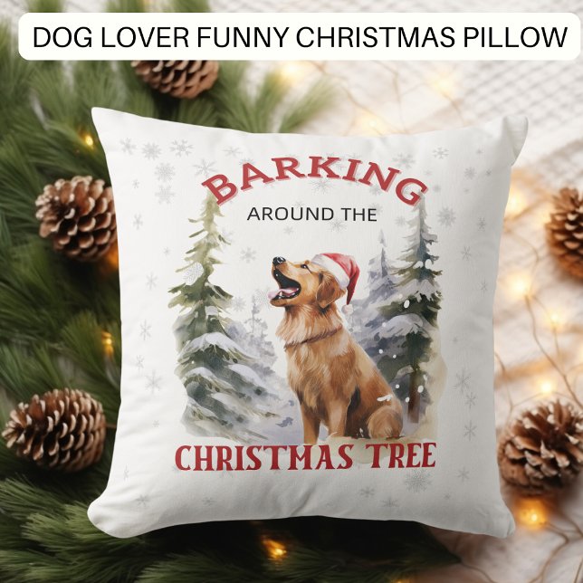 Funny Dog Barking um Weihnachtsbaum Kissen (Von Creator hochgeladen)