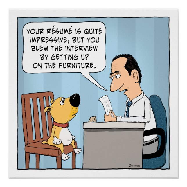 Funny Dog bläst Job Interview Poster (Vorderseite)