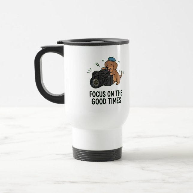 Funny Dog Camera Lover Travel Enthusiast Cartoon Reisebecher (Links)