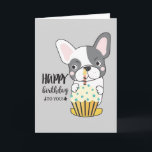 Funny Dog Cartoon Cupcake Candle Happy Birthday Karte<br><div class="desc">Niedlicher,  moderner White Dog Cartoon Farbenfrohe Cupcake Candle Happy Birthday Card</div>