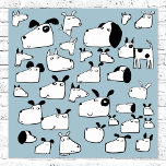 Funny Dog Cartoon Poster<br><div class="desc">Viele niedliche und lustige Hunde in Schwarz-Weiß auf einem aquamarinen Hintergrund. Originelle Kunst von Nic Squirrell.</div>