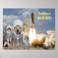 Funny Dog/Cat Astronauten Science Poster