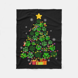 Funny Dog Cat Paws Weihnachtsbaum Xmas Lights Anim Fleecedecke