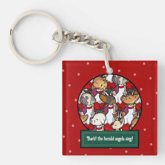 Funny Dog Choir Christmas Carol Pug Pun Cartoon (Devant)