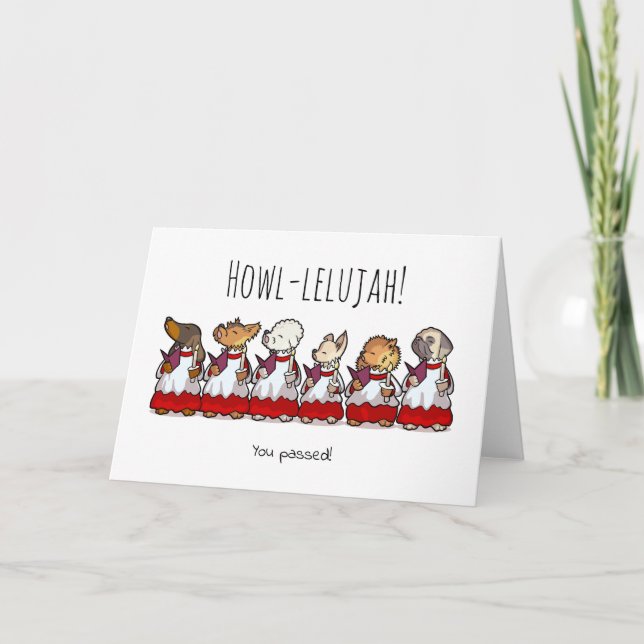 Funny Dog Choir Passed Test Or Exam Cartoon Karte (Vorderseite)