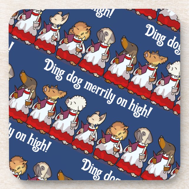 Funny Dog Choir Xmas Carol Pun Dachshund Cartoon Getränkeuntersetzer (Vorderseite)