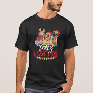 Funny Dog Christmas Feliz Navidad Dog Holiday Paja T-Shirt